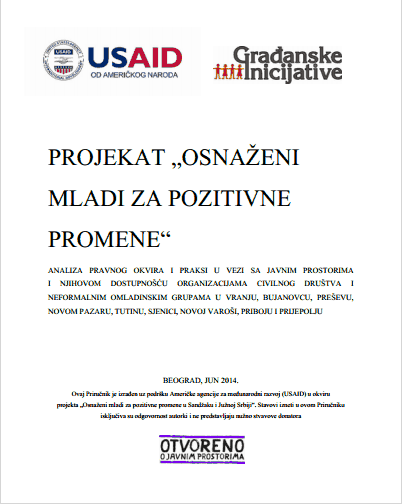 CI Analysis of the Public Spaces and their Accessibility to CSOs in Southern Serbia and Sandzak