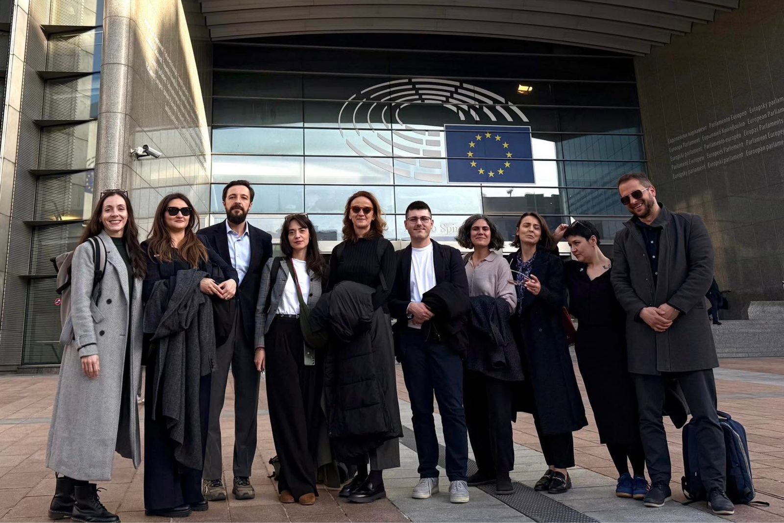 The BCSDN team outside the European Parliament