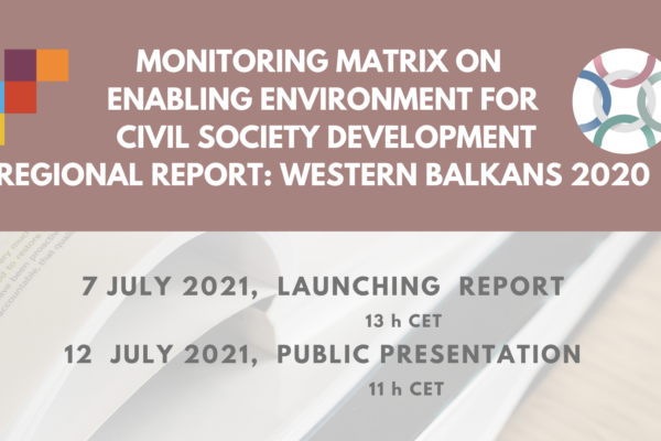 Public Presentation on BCSDN Monitoring Matrix Report on Enabling Environment for Civil Society Development 2020 (12 July 2021, 11h CET)