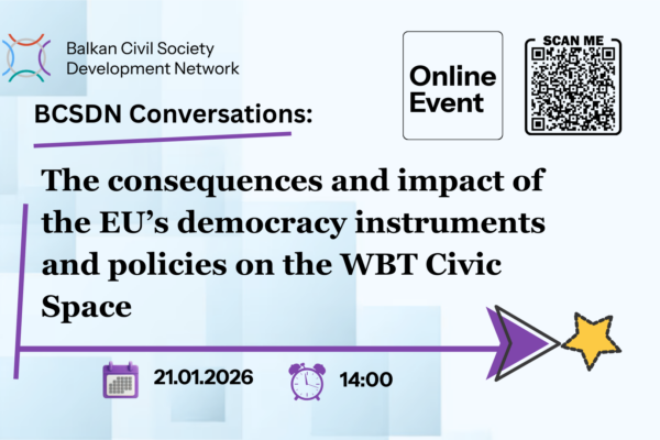 BCSDN Conversations: EU Democracy Policies and Civic Space in the WBT (21 January, Online)